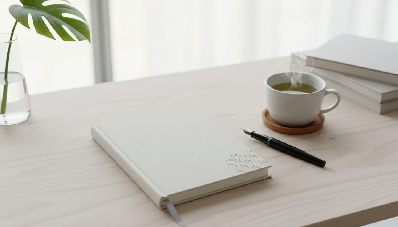 a diary or journal, clean and inviting, matching a minimalist aesthetic